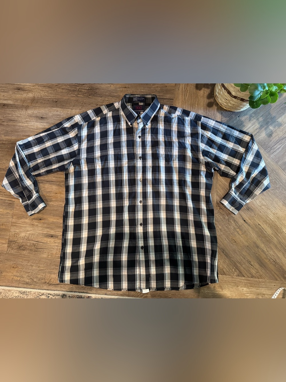 Lucchese 1883 Long Sleeved Black Plaid Button down Western Shirt Mens Sz XL